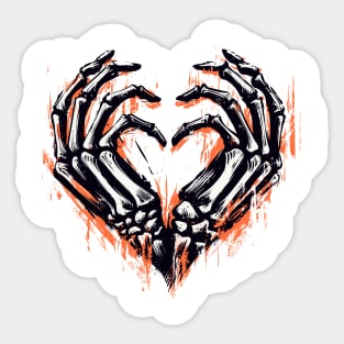 Skeleton Hands Heart Sign Halloween Sticker